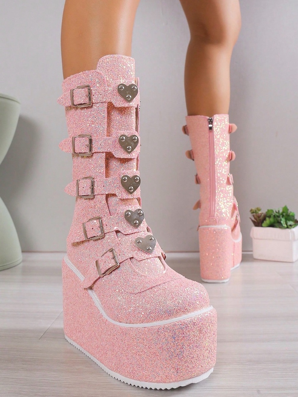 DemoniaCult Gothic  Glitter Swing-230G Boots - Picture 3 of 7